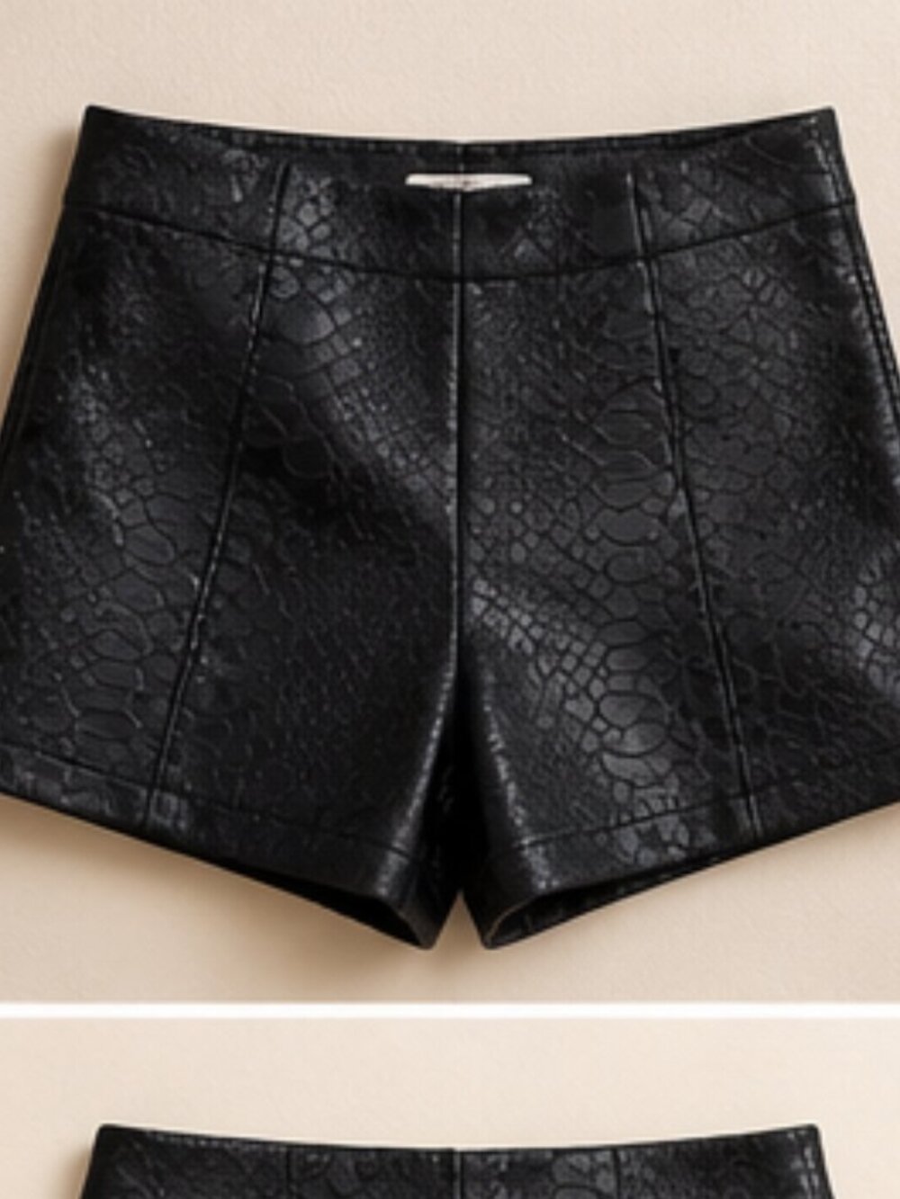NWT She + Sky Black Snakeskin High Waisted Shorts Size Medium